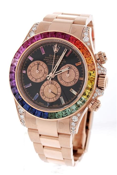 rolex daytona rainbow bezel|rolex daytona baguette diamond bezel.